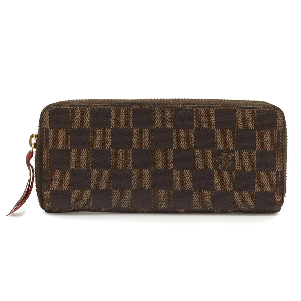 LOUIS VUITTON Damier Portefeuille Clemence Round Zipper Long Wallet Cerise Red